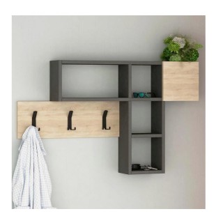 Ξύλινη Κρεμάστρα Τοίχου με 9 Γάντζους και 4 Ράφια 99.5 x 15 x 61 cm... Ξύλινη Κρεμάστρα Τοίχου με 9 Γάντζους και 4 Ράφια 99.5 x 15 x 61 cm...
