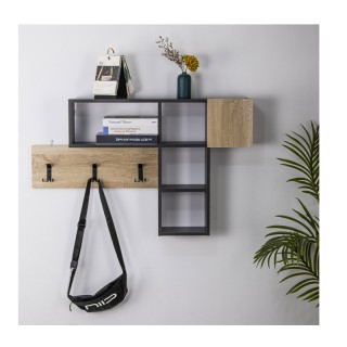 Ξύλινη Κρεμάστρα Τοίχου με 9 Γάντζους και 4 Ράφια 99.5 x 15 x 61 cm... Ξύλινη Κρεμάστρα Τοίχου με 9 Γάντζους και 4 Ράφια 99.5 x 15 x 61 cm...