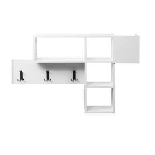 Ξύλινη Κρεμάστρα Τοίχου με 9 Γάντζους και 4 Ράφια 99.5 x 15 x 61 cm...