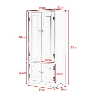 Ξύλινη Ντουλάπα Κουζίνας 59 x 31 x 123 cm Costway JZ10009WH
