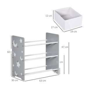 Ξύλινη Παιδική Ραφιέρα με 9 Υφασμάτινα Καλάθια Αποθήκευσης 63 x 30 ...