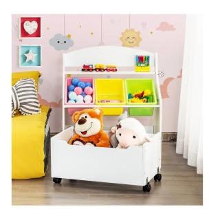 Ξύλινη Παιδική Ραφιέρα με 1 Συρτάρι και 3 Πλαστικά Καλάθια 63.5 x 3... Ξύλινη Παιδική Ραφιέρα με 1 Συρτάρι και 3 Πλαστικά Καλάθια 63.5 x 3...