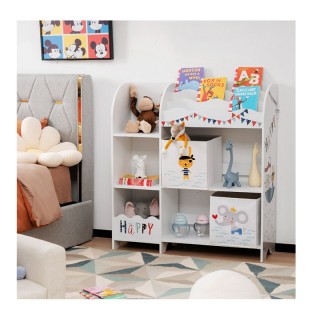 Ξύλινη Παιδική Ραφιέρα με 5 Διαμερίσματα και 2 Υφασμάτινα Κουτιά 93... Ξύλινη Παιδική Ραφιέρα με 5 Διαμερίσματα και 2 Υφασμάτινα Κουτιά 93...