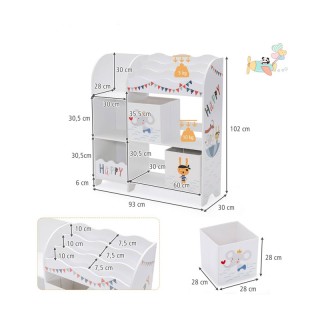 Ξύλινη Παιδική Ραφιέρα με 5 Διαμερίσματα και 2 Υφασμάτινα Κουτιά 93... Ξύλινη Παιδική Ραφιέρα με 5 Διαμερίσματα και 2 Υφασμάτινα Κουτιά 93...