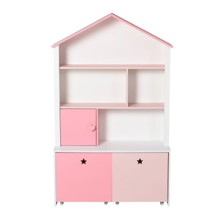 Ξύλινη Παιδική Βιβλιοθήκη με 4 Ράφια και 2 Αφαιρούμενα Συρτάρια 80 ...