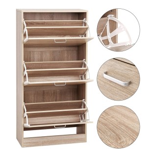 Ξύλινη Παπουτσοθήκη 60 x 24 x 120 cm Χρώματος Καφέ Ανοιχτό VASAGLE ...