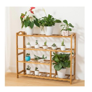 Ξύλινη Παπουτσοθήκη από Μπαμπού με 4 Ράφια 80 x 26 x 69 cm Bakaji 0...