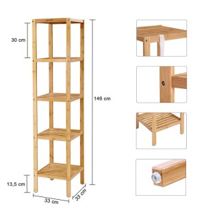 Ξύλινη Ραφιέρα Μπάνιου από Μπαμπού με 5 Ράφια 33 x 33 x 146 cm Song... Ξύλινη Ραφιέρα Μπάνιου από Μπαμπού με 5 Ράφια 33 x 33 x 146 cm Song...