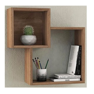 Ξύλινη Ραφιέρα με 2 Ράφια 57.5 x 20 x 57.5 cm Χρώματος Καφέ Shally ... Ξύλινη Ραφιέρα με 2 Ράφια 57.5 x 20 x 57.5 cm Χρώματος Καφέ Shally ...