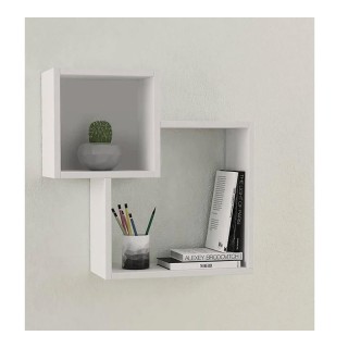Ξύλινη Ραφιέρα με 2 Ράφια 57.5 x 20 x 57.5 cm Χρώματος Λευκό Shally...