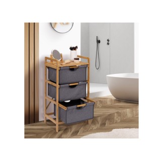 Ξύλινη Ραφιέρα Μπάνιου από Μπαμπού με 3 Υφασμάτινα Συρτάρια 44 x 34... Ξύλινη Ραφιέρα Μπάνιου από Μπαμπού με 3 Υφασμάτινα Συρτάρια 44 x 34...