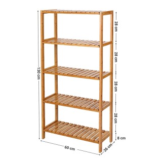 Ξύλινη Ραφιέρα Μπάνιου από Μπαμπού με 5 Ρυθμιζόμενα Ράφια 130 x 60 ... Ξύλινη Ραφιέρα Μπάνιου από Μπαμπού με 5 Ρυθμιζόμενα Ράφια 130 x 60 ...