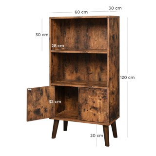 Ξύλινη Ρετρό Βιβλιοθήκη με 2 Ράφια και 1 Ντουλάπι 60 x 30 x 120 cm ...