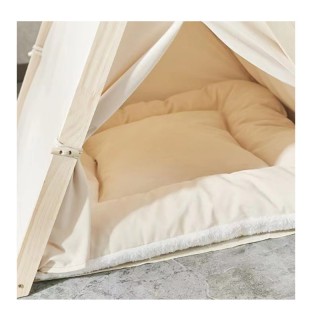 Ξύλινη Σκηνή για Κατοικίδια 65 x 47 x 59 cm Χρώματος Μπεζ Bakaji 02...