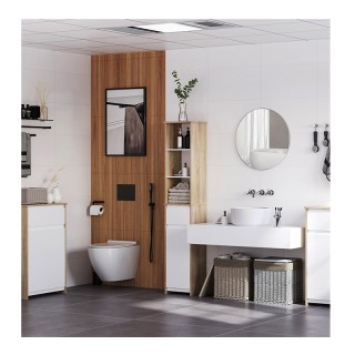 Ξύλινη Στήλη Μπάνιου με 1 Ντουλάπι και 3 Ράφια 32.6 x 30 x 171.2 cm... Ξύλινη Στήλη Μπάνιου με 1 Ντουλάπι και 3 Ράφια 32.6 x 30 x 171.2 cm...