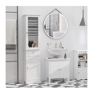 Ξύλινη Στήλη Μπάνιου με 1 Ντουλάπι και 3 Ράφια 40 x 27 x 171.5 cm K... Ξύλινη Στήλη Μπάνιου με 1 Ντουλάπι και 3 Ράφια 40 x 27 x 171.5 cm K...