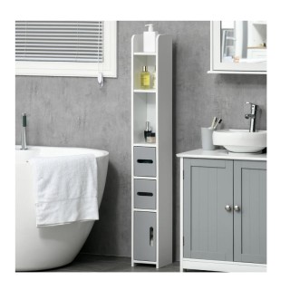 Ξύλινη Στήλη Μπάνιου με 3 Ντουλάπια και 3 Ράφια 15 x 17 x 120 cm Kl... Ξύλινη Στήλη Μπάνιου με 3 Ντουλάπια και 3 Ράφια 15 x 17 x 120 cm Kl...