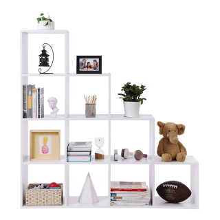 Ξύλινη Βιβλιοθήκη με 10 Ράφια 129.5 x 29 x 129.5 cm Χρώματος Λευκό ... Ξύλινη Βιβλιοθήκη με 10 Ράφια 129.5 x 29 x 129.5 cm Χρώματος Λευκό ...