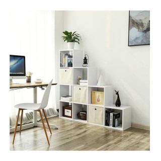 Ξύλινη Βιβλιοθήκη με 10 Ράφια 129.5 x 29 x 129.5 cm Χρώματος Λευκό ... Ξύλινη Βιβλιοθήκη με 10 Ράφια 129.5 x 29 x 129.5 cm Χρώματος Λευκό ...