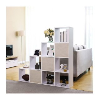 Ξύλινη Βιβλιοθήκη με 10 Ράφια 129.5 x 29 x 129.5 cm Χρώματος Λευκό ...