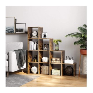 Ξύλινη Βιβλιοθήκη με 10 Ράφια 129.5 x 29 x 129.5 cm Χρώματος Σκούρο... Ξύλινη Βιβλιοθήκη με 10 Ράφια 129.5 x 29 x 129.5 cm Χρώματος Σκούρο...