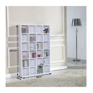 Ξύλινη Βιβλιοθήκη με 24 Ράφια 89 x 20 x 130.5 cm HOMCOM 831-040WT Ξύλινη Βιβλιοθήκη με 24 Ράφια 89 x 20 x 130.5 cm HOMCOM 831-040WT