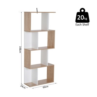 Ξύλινη Βιβλιοθήκη με 4 Ράφια 60 x 24 x 148 cm Χρώματος Λευκό HOMCOM... Ξύλινη Βιβλιοθήκη με 4 Ράφια 60 x 24 x 148 cm Χρώματος Λευκό HOMCOM...