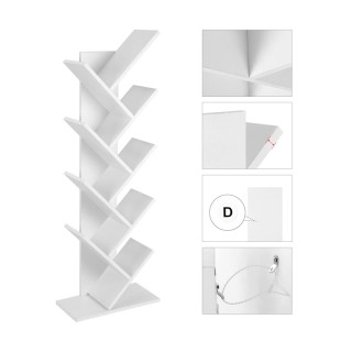 Ξύλινη Βιβλιοθήκη με 8 Ράφια 50 x 25 x 141.5 cm Χρώματος Λευκό VASA... Ξύλινη Βιβλιοθήκη με 8 Ράφια 50 x 25 x 141.5 cm Χρώματος Λευκό VASA...