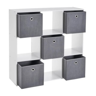 Ξύλινη Βιβλιοθήκη με 9 Ράφια και 5 Υφασμάτινα Καλάθια 89 x 28 x 89 ... Ξύλινη Βιβλιοθήκη με 9 Ράφια και 5 Υφασμάτινα Καλάθια 89 x 28 x 89 ...