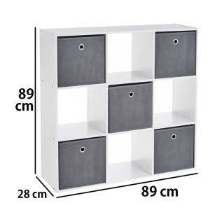 Ξύλινη Βιβλιοθήκη με 9 Ράφια και 5 Υφασμάτινα Καλάθια 89 x 28 x 89 ... Ξύλινη Βιβλιοθήκη με 9 Ράφια και 5 Υφασμάτινα Καλάθια 89 x 28 x 89 ...