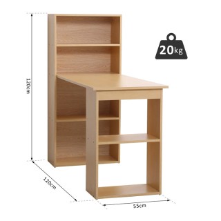 Ξύλινο Γραφείο με Βιβλιοθήκη 120 x 55 x 120 cm HOMCOM 836-069 Ξύλινο Γραφείο με Βιβλιοθήκη 120 x 55 x 120 cm HOMCOM 836-069