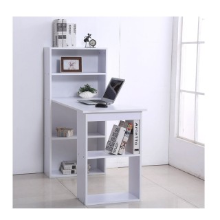 Ξύλινο Γραφείο με Βιβλιοθήκη 120 x 55 x 120 cm Χρώματος Λευκό HOMCO... Ξύλινο Γραφείο με Βιβλιοθήκη 120 x 55 x 120 cm Χρώματος Λευκό HOMCO...