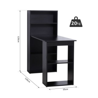 Ξύλινο Γραφείο με Βιβλιοθήκη 120 x 55 x 120 cm Χρώματος Μαύρο HOMCO... Ξύλινο Γραφείο με Βιβλιοθήκη 120 x 55 x 120 cm Χρώματος Μαύρο HOMCO...