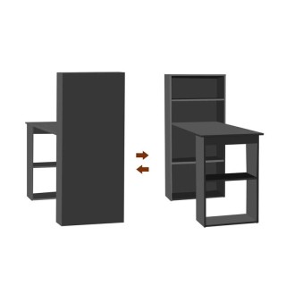 Ξύλινο Γραφείο με Βιβλιοθήκη 120 x 55 x 120 cm Χρώματος Μαύρο HOMCO... Ξύλινο Γραφείο με Βιβλιοθήκη 120 x 55 x 120 cm Χρώματος Μαύρο HOMCO...