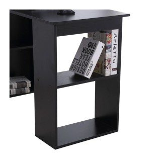 Ξύλινο Γραφείο με Βιβλιοθήκη 120 x 55 x 120 cm Χρώματος Μαύρο HOMCO... Ξύλινο Γραφείο με Βιβλιοθήκη 120 x 55 x 120 cm Χρώματος Μαύρο HOMCO...