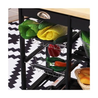 Ξύλινο Τρόλεϊ Κουζίνας με 4 Ράφια και 2 Συρτάρια 74 x 37 x 76 cm Χρ... Ξύλινο Τρόλεϊ Κουζίνας με 4 Ράφια και 2 Συρτάρια 74 x 37 x 76 cm Χρ...