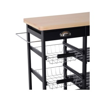 Ξύλινο Τρόλεϊ Κουζίνας με 4 Ράφια και 2 Συρτάρια 74 x 37 x 76 cm Χρ... Ξύλινο Τρόλεϊ Κουζίνας με 4 Ράφια και 2 Συρτάρια 74 x 37 x 76 cm Χρ...