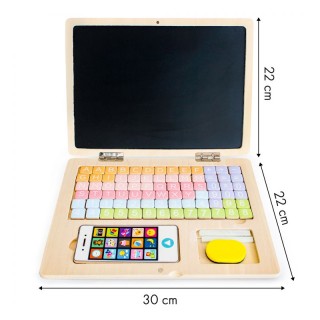 Ξύλινο Εκπαιδευτικό Παιδικό Μαγνητικό Laptop με Αξεσουάρ Χρώματος Κ...