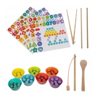 Ξύλινο Εκπαιδευτικό Παιχνίδι με Χρωματιστές Σφαίρες Αριθμητικά Σύμβ...