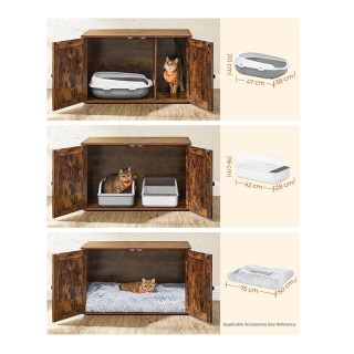 Ξύλινο Έπιπλο για Τουαλέτα Γάτας 80 x 53 x 49.2 cm Χρώματος Σκούρο ...