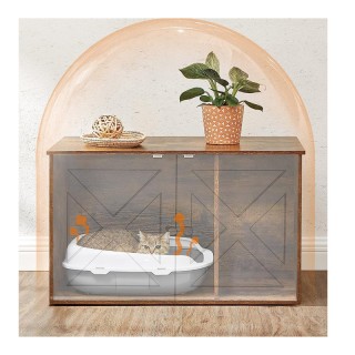 Ξύλινο Έπιπλο για Τουαλέτα Γάτας 80 x 53 x 49.2 cm Χρώματος Σκούρο ... Ξύλινο Έπιπλο για Τουαλέτα Γάτας 80 x 53 x 49.2 cm Χρώματος Σκούρο ...