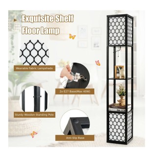 Ξύλινο Φωτιστικό Δαπέδου με 2 Ράφια Ε27 40 W Costway EU10046DE Ξύλινο Φωτιστικό Δαπέδου με 2 Ράφια Ε27 40 W Costway EU10046DE