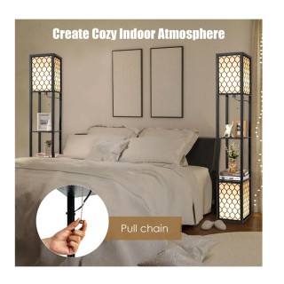 Ξύλινο Φωτιστικό Δαπέδου με 2 Ράφια Ε27 40 W Costway EU10046DE Ξύλινο Φωτιστικό Δαπέδου με 2 Ράφια Ε27 40 W Costway EU10046DE