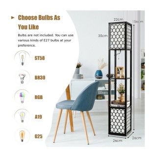 Ξύλινο Φωτιστικό Δαπέδου με 2 Ράφια Ε27 40 W Costway EU10046DE Ξύλινο Φωτιστικό Δαπέδου με 2 Ράφια Ε27 40 W Costway EU10046DE