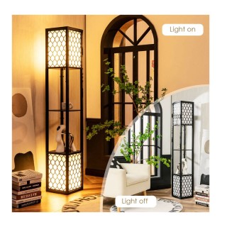 Ξύλινο Φωτιστικό Δαπέδου με 2 Ράφια Ε27 40 W Costway EU10046DE Ξύλινο Φωτιστικό Δαπέδου με 2 Ράφια Ε27 40 W Costway EU10046DE