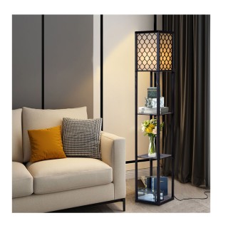 Ξύλινο Φωτιστικό Δαπέδου με 3 Ράφια Ε27 60 W Costway EU10063DE