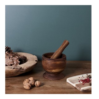 Ξύλινο Γουδί με Γουδοχέρι 12 x 12 x 10.5 cm Home Deco Factory KA6332