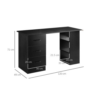 Ξύλινο Γραφείο με 3 Συρτάρια και 3 Ράφια 120 x 49 x 72 cm HOMCOM 83... Ξύλινο Γραφείο με 3 Συρτάρια και 3 Ράφια 120 x 49 x 72 cm HOMCOM 83...