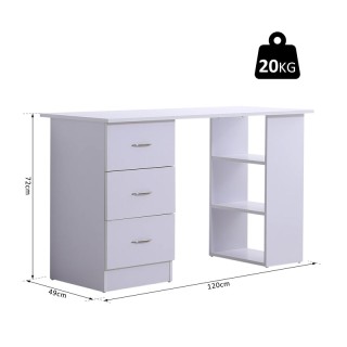 Ξύλινο Γραφείο με 3 Συρτάρια και 3 Ράφια 120 x 49 x 72 cm Χρώματος ... Ξύλινο Γραφείο με 3 Συρτάρια και 3 Ράφια 120 x 49 x 72 cm Χρώματος ...