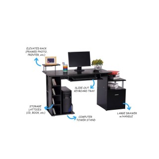 Ξύλινο Γραφείο με Θέση για Υπολογιστή και Πληκτρολόγιο 152 x 60 x 8...